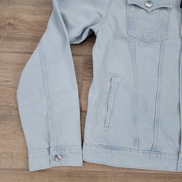 True Religion Jesse SN Trucker Jacket Light Blossom Wash Men's Denim Large - Picture 3 of 16